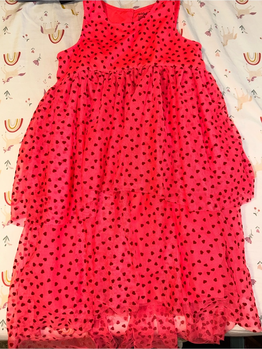 Cat & Jack Pink Heart Tiered Sleeveless Dress